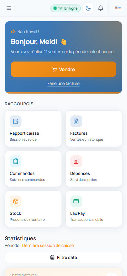 Application mobile Lax Sales POS — gestion commerce RDC offline